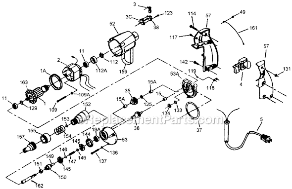 Page A Diagram and Parts List for 7540 Type 1 Porter Cable Electric Drill